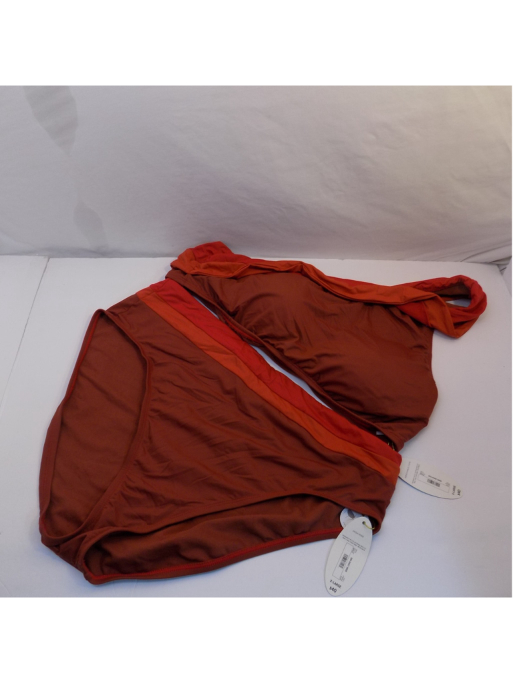 Women's Mynah 1 shoulder Brown & Orange Bikini Set XL